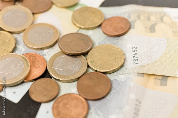 Obraz Euro as metal and paper currency