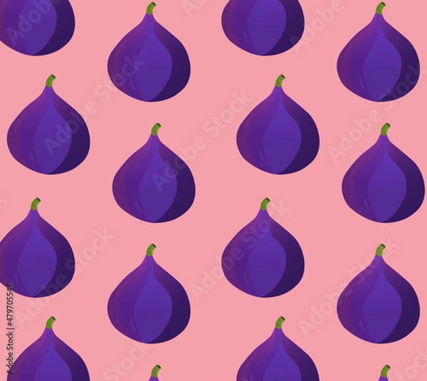 Fototapeta seamless pattern with figs on pink background, vector illustration