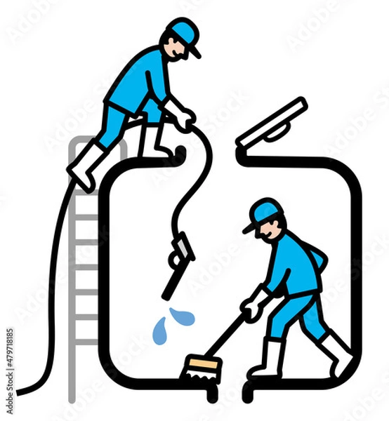 Obraz 貯水槽　受水層　清掃　清掃員　ベクター