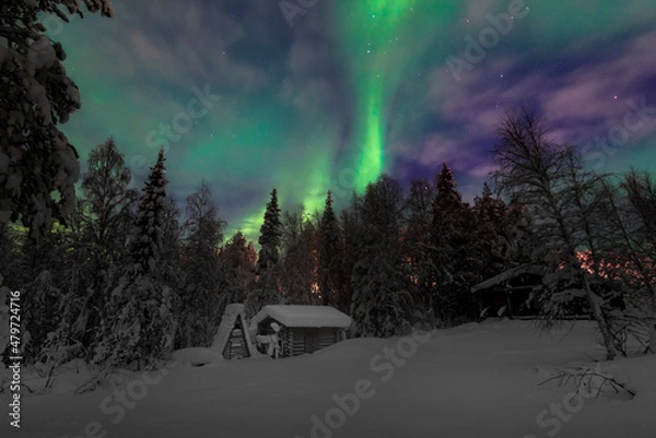 Obraz Northern Lights from the view of a cabin