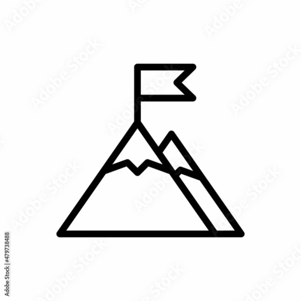 Fototapeta mountain peak with flag icon vector