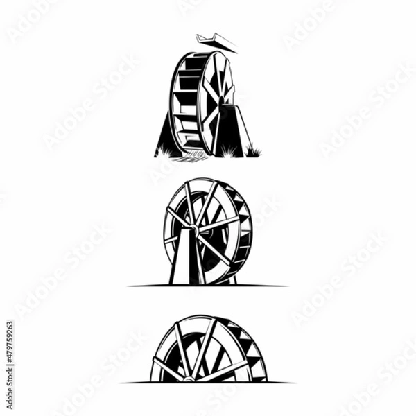 Obraz waterwheel silhouette