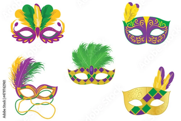 Fototapeta Set of Mardi Gras Masks