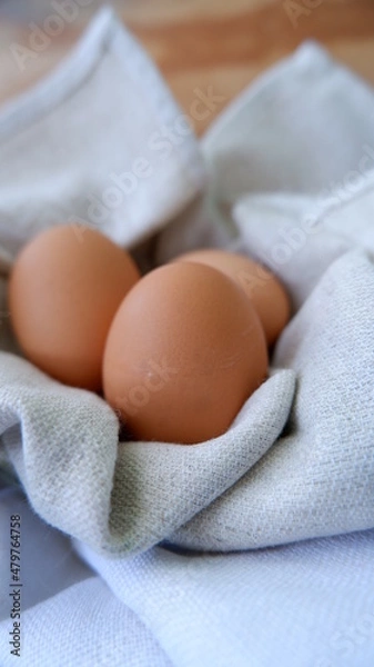 Obraz eggs on a linen handkerchief