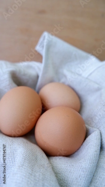 Obraz eggs on a linen handkerchief