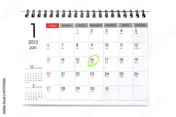 Obraz Desk Calendar isolated on white