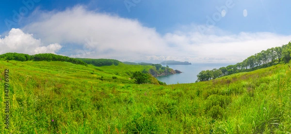 Obraz Summer, sea, seashore, sun, sunny day, mountains by the sea, hills by the sea