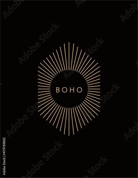 Obraz Logo in a modern style. Vector linear icon. Boho characters - sun logo design templates - abstract design elements for decoration in modern minimalist style for social media posts, stories.