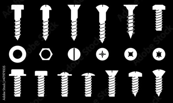 Fototapeta Set of screws, vector
