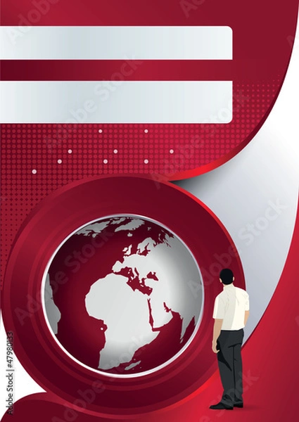 Fototapeta Vector brochure background with globe and man