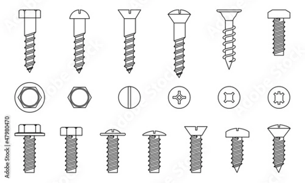 Obraz Zestaw śrub, wektor
