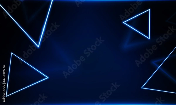 Fototapeta Abstract Key Door open Light out technology and with neon triangles. Hitech communication concept innovation background,  vector design