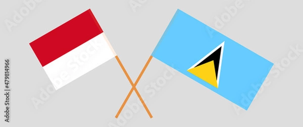 Obraz Crossed flags of Monaco and Saint Lucia. Official colors. Correct proportion
