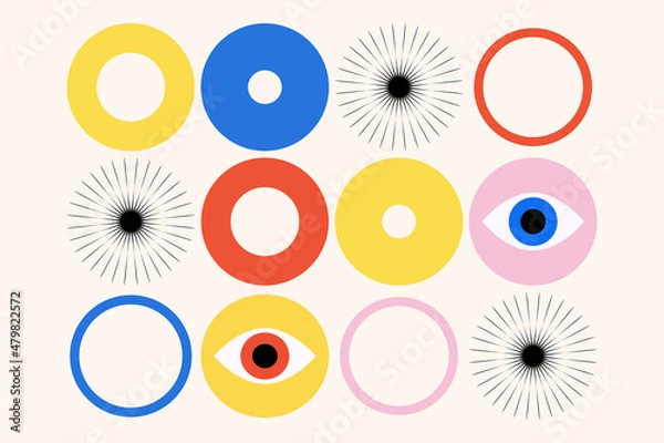 Obraz Set of abstract multicolored shapes, colored shapes for design, poster, banner, cover, wallpaper