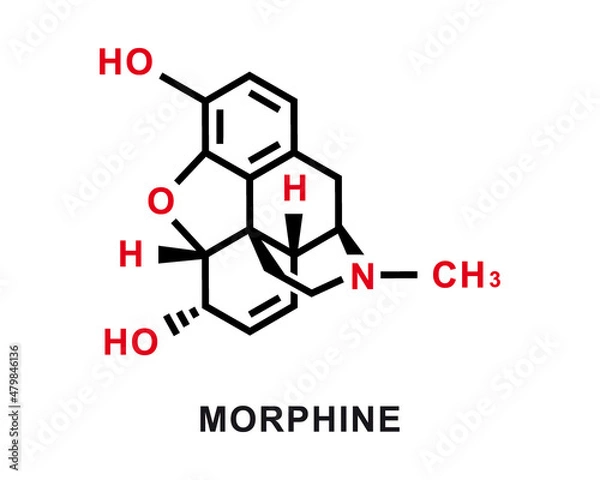 Fototapeta Morphine chemical formula. Morphine chemical molecular structure. Vector illustration