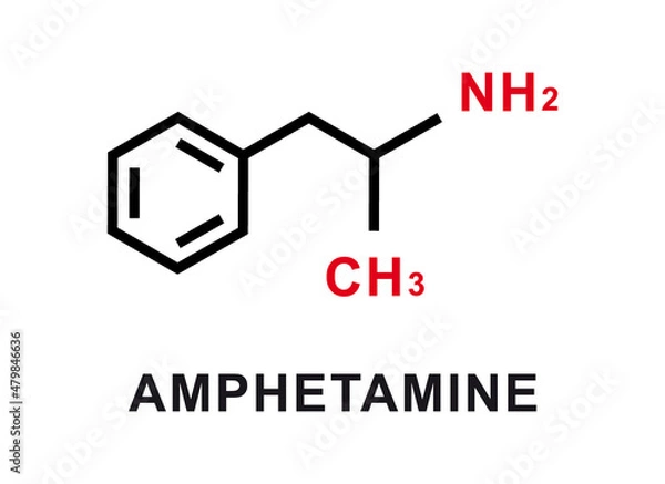 Fototapeta Amphetamine chemical formula. Amphetamine chemical molecular structure. Vector illustration