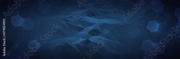 Fototapeta Futuristic background. Hexagon pattern. Tech shape. Chemistry banner template. Organic formula style. Corporate presentation backdrop. Stock vector illustration