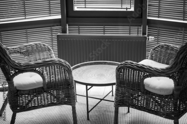 Fototapeta Wooden armchair in a modern apartment indoor