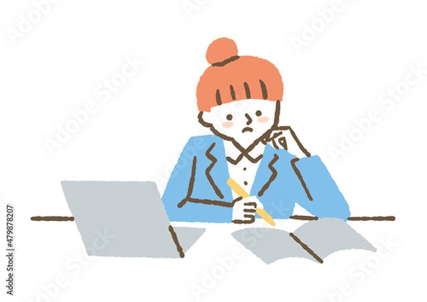 Fototapeta やる気が出ない女性会社員_色