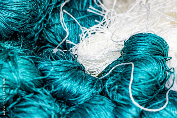 Fototapeta Silk threads for weaving Persian carpets