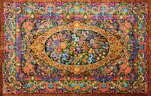 Fototapeta Iranian handmade carpet with classic design