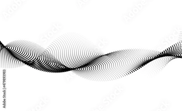Fototapeta Gradient Halftone dots wave abstract background. Data technology wave background. 