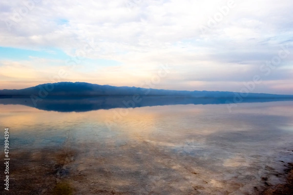 Fototapeta Reflection of the sky in the salt lake