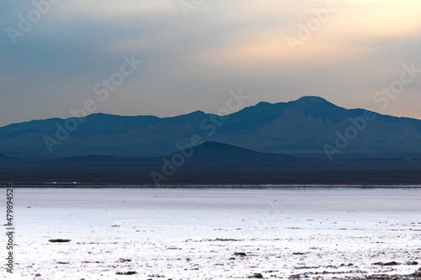 Fototapeta Azure Mountains Salt Lake and sunlight behind the clouds
