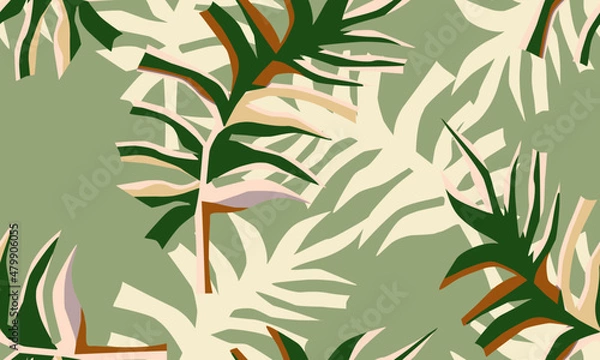 Fototapeta tropical leaf, monstera, banana leaf, floral pattern seamless vector on pastel background, design for textile, fashion print, leaf design summer beach Nature paradise, Hawaiian style
