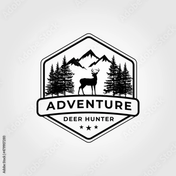 Obraz adventure, deer forest logo vector design