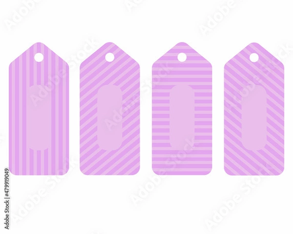 Obraz Set of sale tags and labels, purple and pink, template shopping labels. Blank, discount and price tags on paper. Special offer. Vintage. Vector illustration
