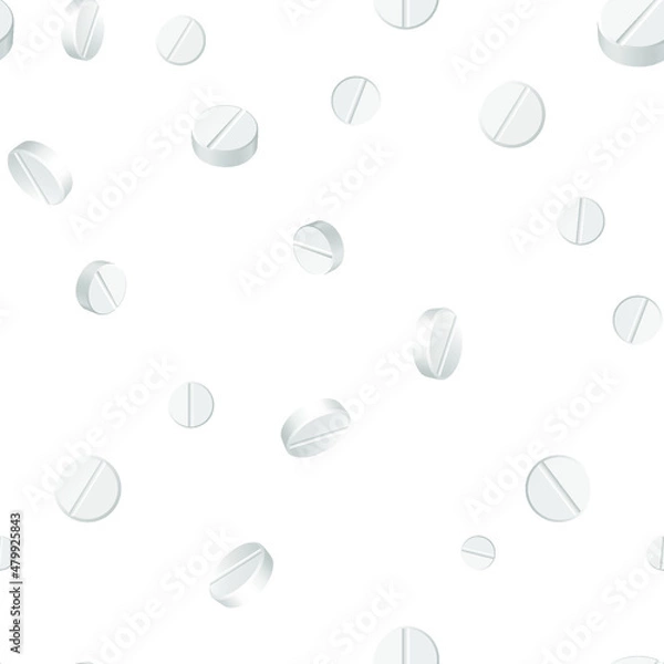 Fototapeta Pills on a white background. Pattern.