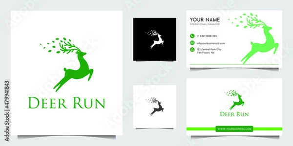 Fototapeta Deer Run And Jump Logo