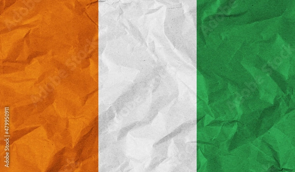 Fototapeta Côte d'Ivoire flag of paper texture. 3D image