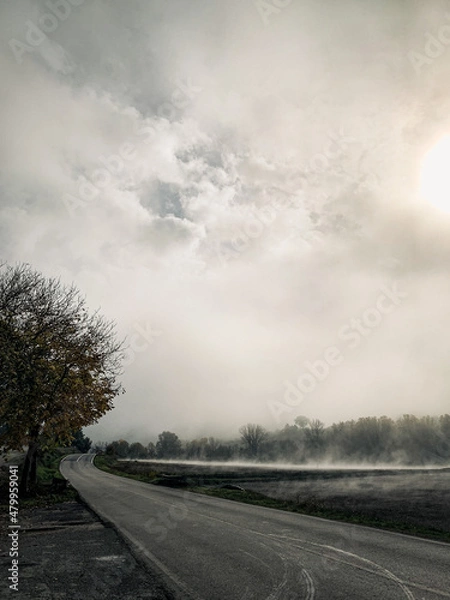 Obraz storm clouds on the road