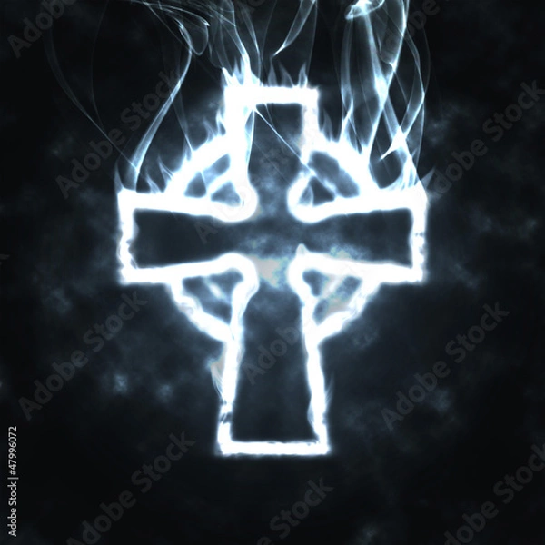 Obraz celtic cross in the smoke