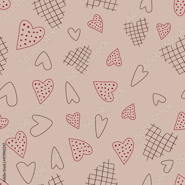 Fototapeta Seamless pattern with hearts. Romantic patterns. Greeting cards, scrapbooking, print, gift wrap. Saint Valentine's day.