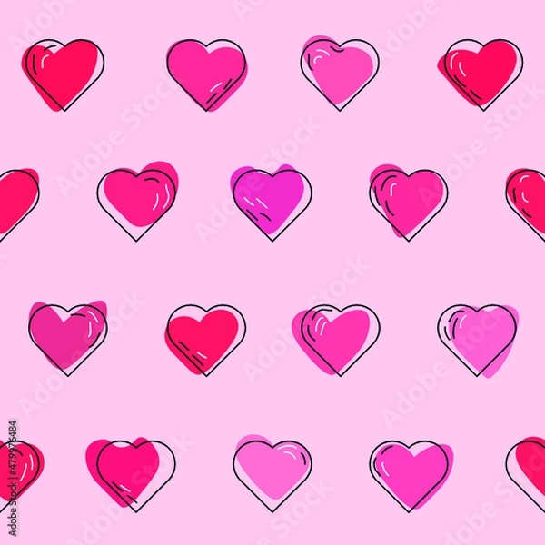 Obraz seamless vector pattern with pink hearts
