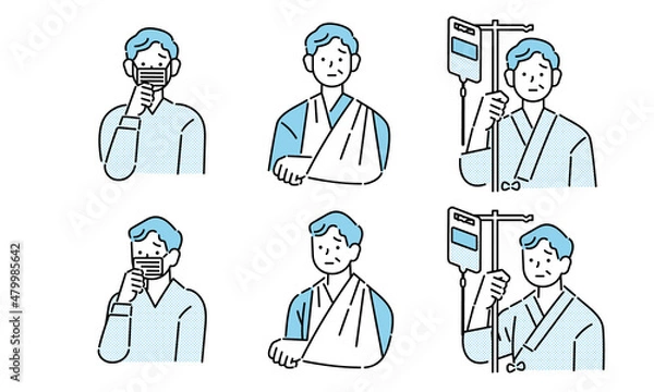 Obraz 怪我・病気などトラブルにあったシニア男性のイラスト