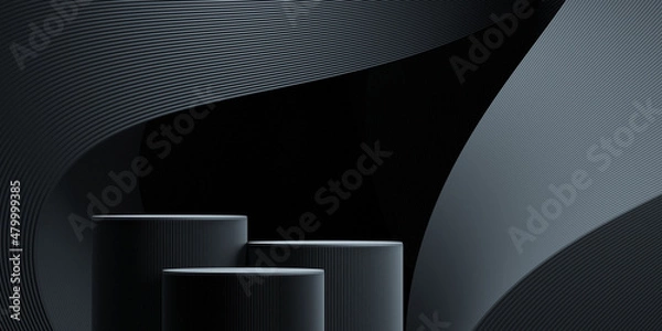 Fototapeta abstract products background with black podium concept for products presentation branding. 3d rendering illustration