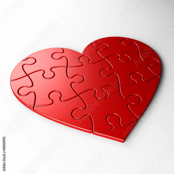 Obraz na białym tle puzzle serca