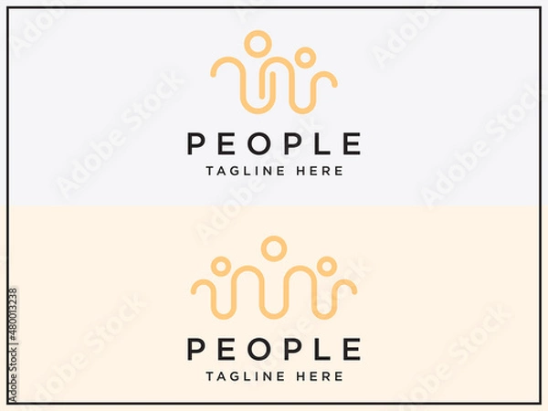 Fototapeta Vector symbols Set of simple groups. Minimalist creative people logo icon design modern style illustration
