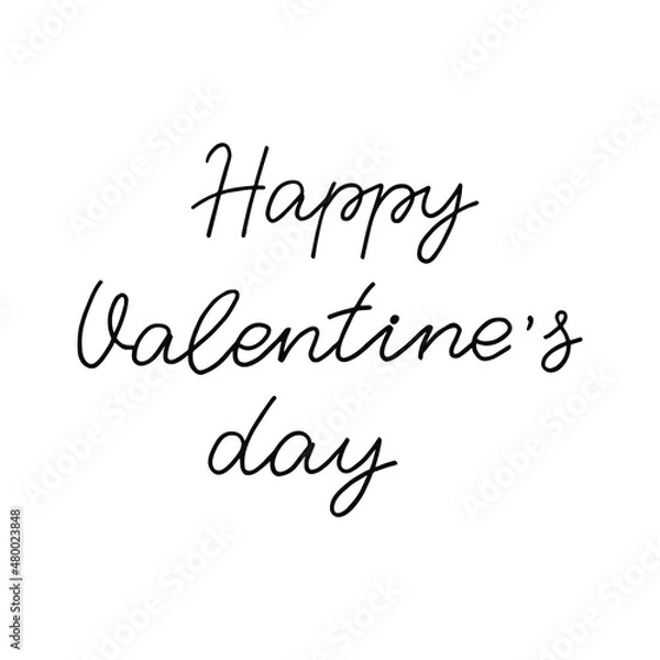 Fototapeta Happy Valentine's day. Greeting quote. Vector simple handwritten lettering. 
