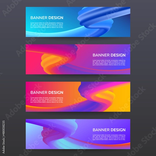 Fototapeta Abstract banners set. Vibrant flow