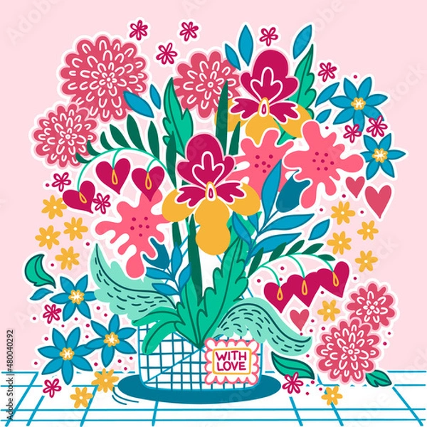Obraz Vector hand drawn floral bouquet.