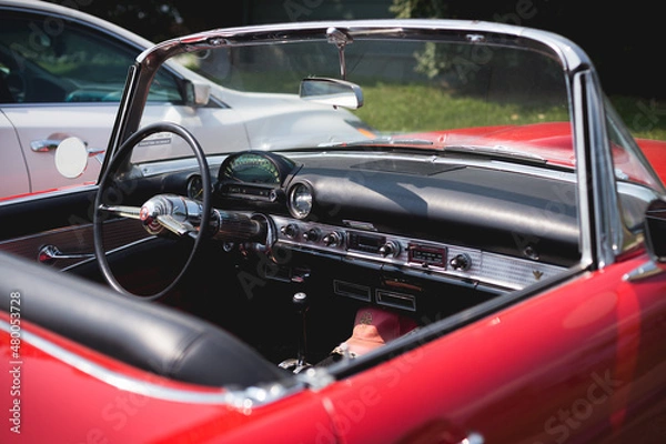 Obraz Red Classic Car Dashboard