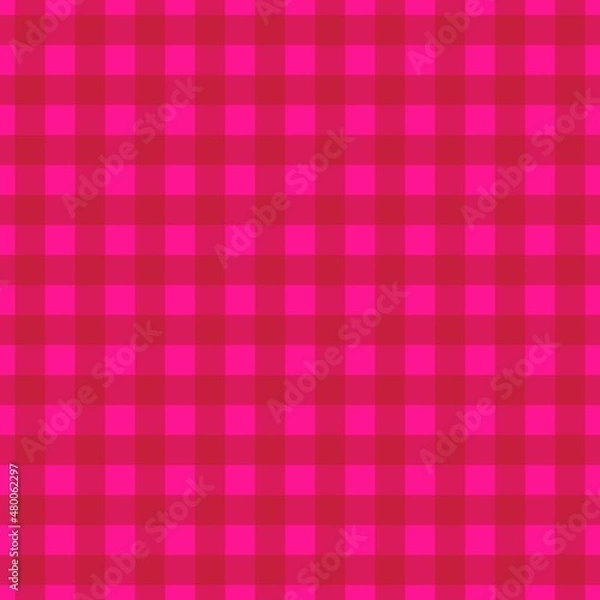 Fototapeta Plaid pattern. Deep pink on Fire brick color. Tablecloth pattern. Texture. Seamless classic pattern background.