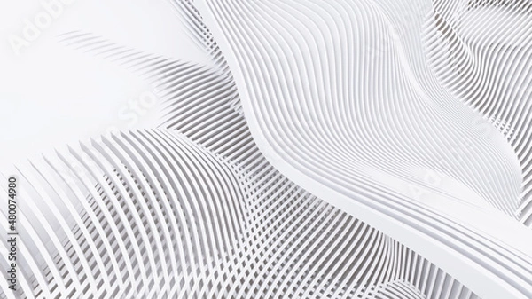 Fototapeta Abstract background. Molecules technology with polygonal shapes, connecting dots and lines. Connection structure. Big data visualization.