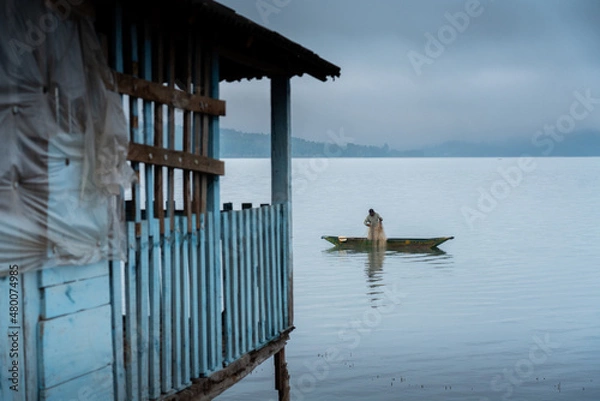 Obraz Pescador en lago