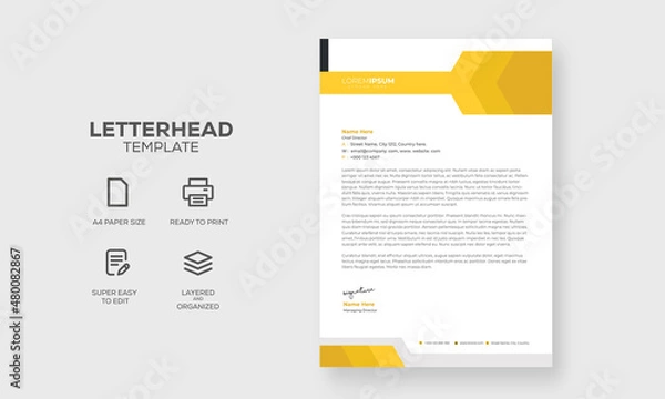 Obraz Corporate letterhead Business abstract brand identity vector template design Yellow and black